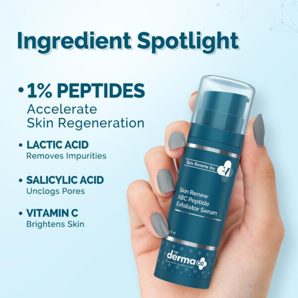 The Derma Co . X Dr.V Skin Renew Abc Peptide Exfoliator Serum With Mandelic Acid,Lactic Acid,And Peptides-30Ml - Image 3