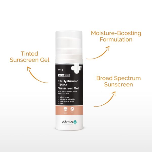 The Derma Co Derma Co 1% Hyaluronic Tinted Sunscreen SPF 60 Gel - 50G - Image 3