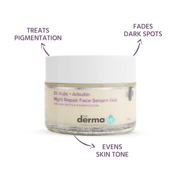 The Derma Co 1% Kojic + Arbutin Night Repair Face Serum-Gel  - 50g - Image 3