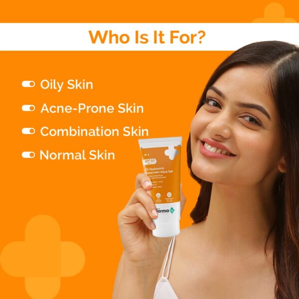 The Derma Co 1% Hyaluronic Sunscreen Aqua Gel SPF 50 PA++++ - Image 5