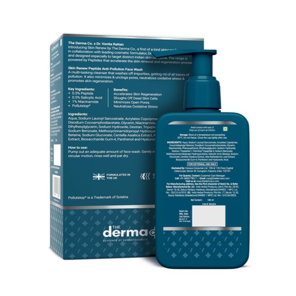 The Derma Co. X Dr.V Skin Renew Peptide Anti-Pollution Face Wash With Peptides & Niacinamide-100ML - Image 2