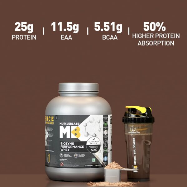 MuscleBlaze Biozyme Performance Whey Protein 2 kg (4.4 lb) Choco Crispers - Image 2