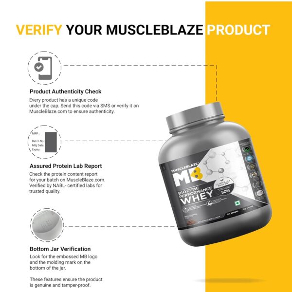 MuscleBlaze Biozyme Performance Whey Protein 2 kg (4.4 lb) Magical Mango - Image 6