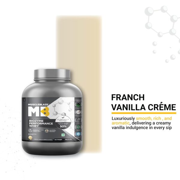 MuscleBlaze Biozyme Performance Whey Protein 2 kg (4.4 lb) Vanilla Cream - Image 6