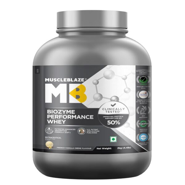 MuscleBlaze Biozyme Performance Whey Protein 2 kg (4.4 lb) Vanilla Cream