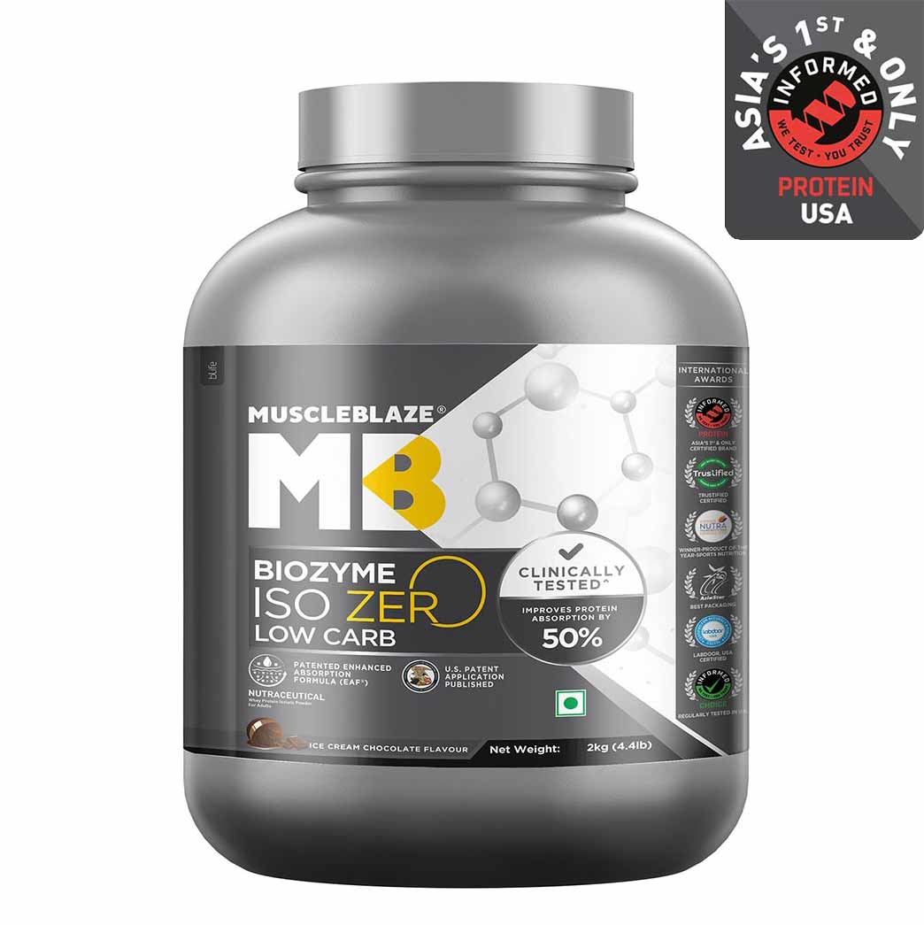 MuscleBlaze Biozyme Iso-Zero, 2 kg, Low Carb Ice Cream Chocolate