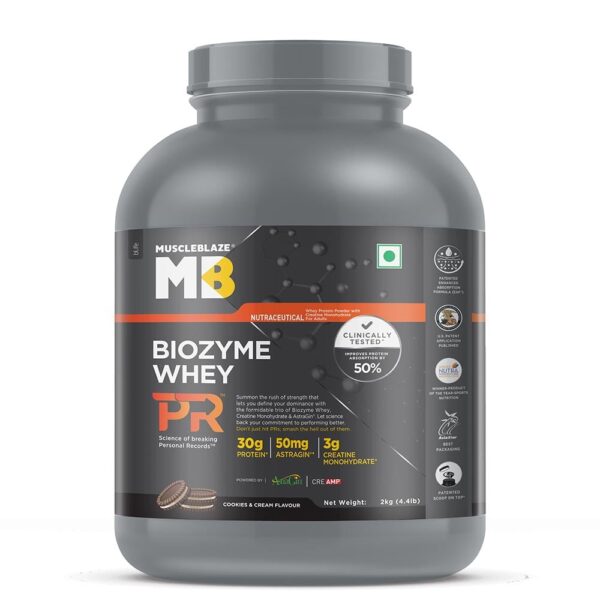 MuscleBlaze Biozyme Whey PR, 2 kg, Cookies & Cream