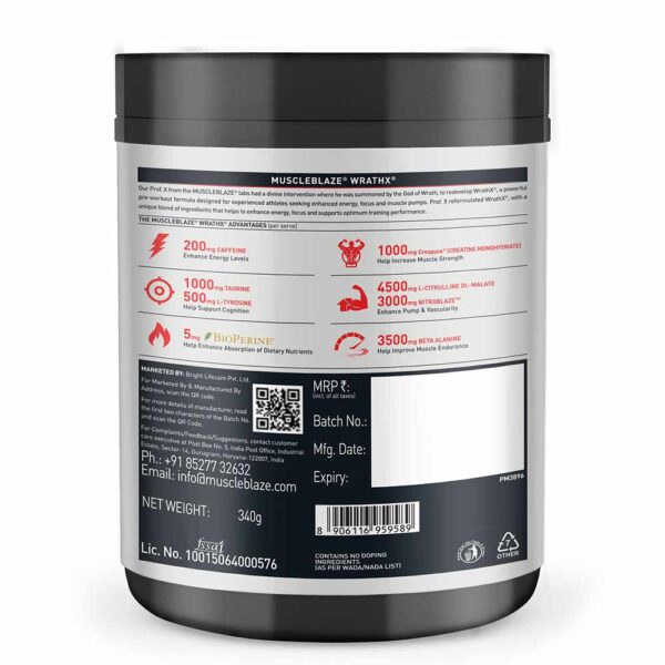 MuscleBlaze Pre Workout WrathX, 340 g, Fruit Fury - Image 6