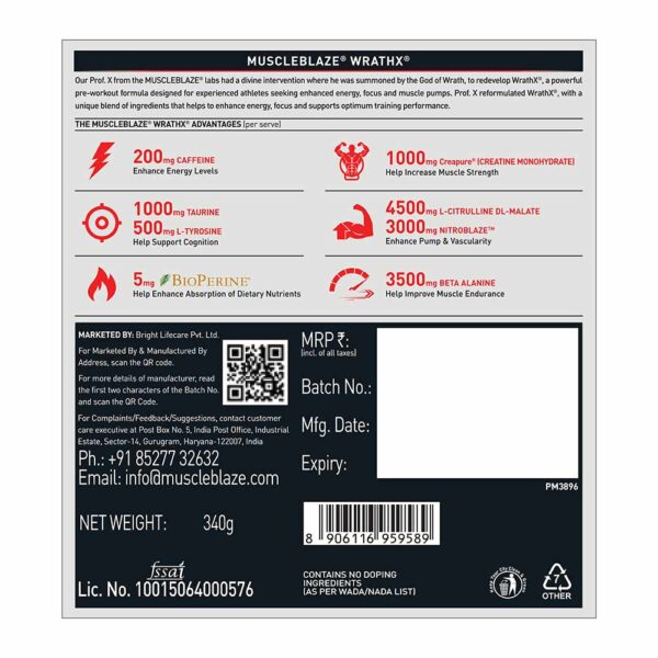 MuscleBlaze Pre Workout WrathX, 340 g, Fruit Fury - Image 7