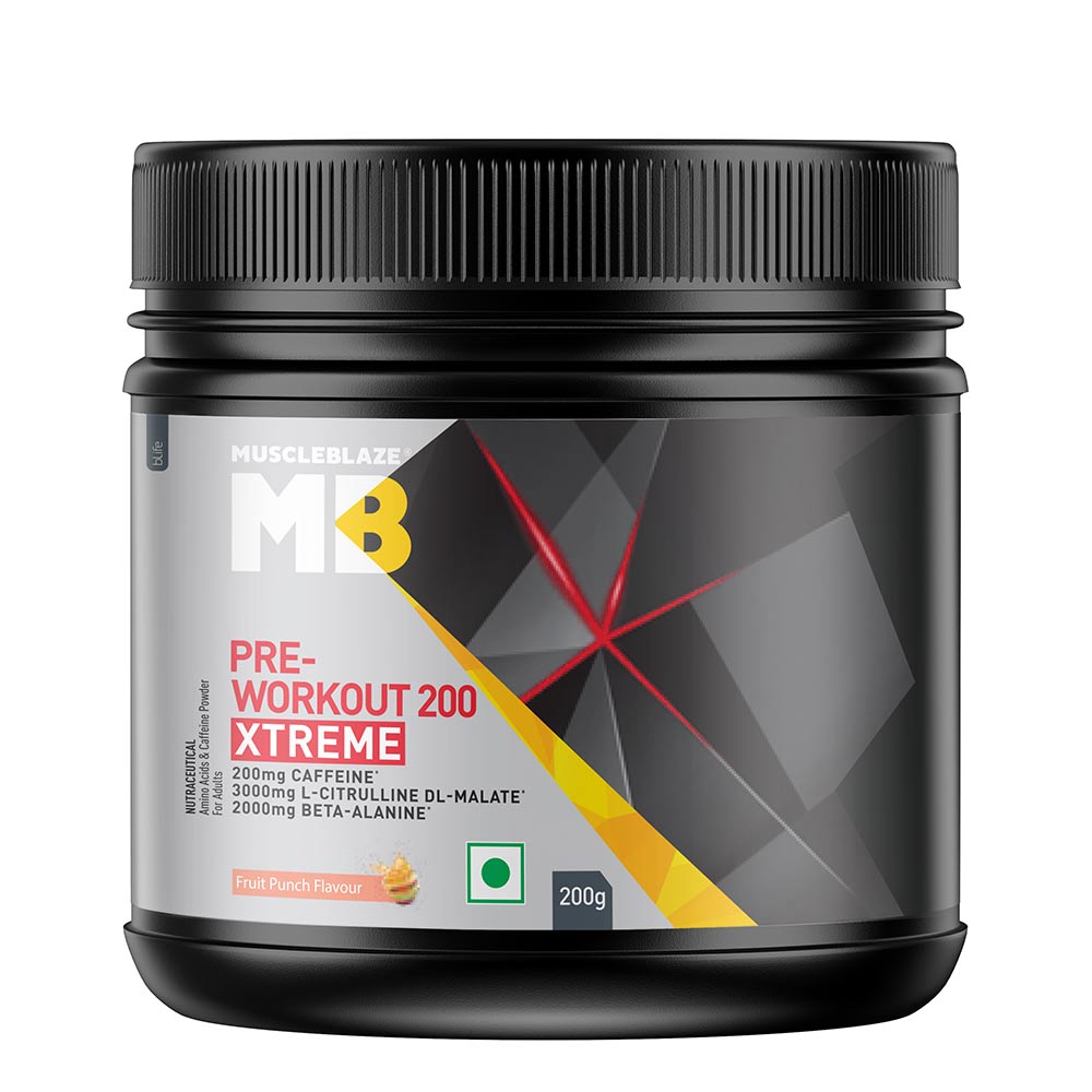 MuscleBlaze PRE Workout 200 Xtreme, 200 g, Fruit Punch