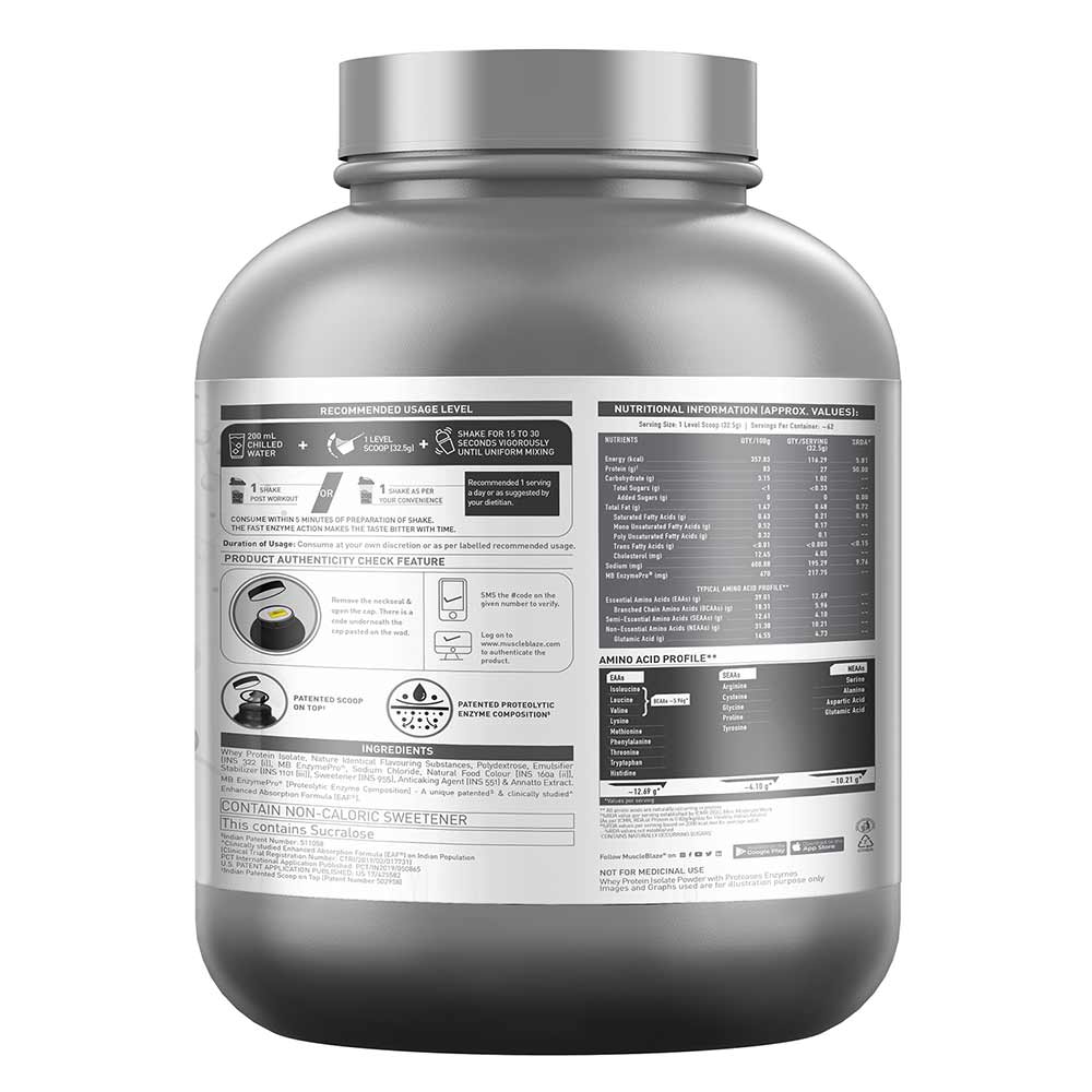 MuscleBlaze Biozyme Iso-Zero, 2 kg, Low Carb Tropical Mango - Image 7