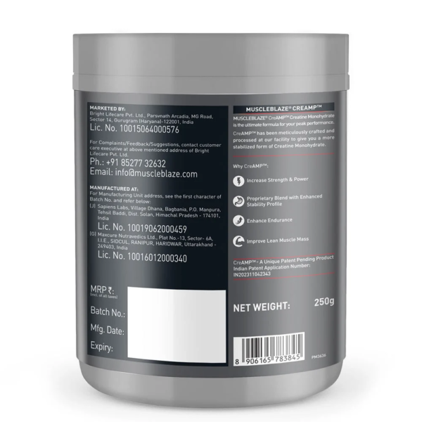 Muscleblaze Creatine Monohydrate CreAMP, 250G Citrus Blast - Image 15