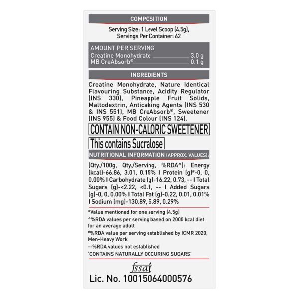 Muscleblaze Creatine Monohydrate CreAMP, 250 g Watermelon Kool Aid - Image 9