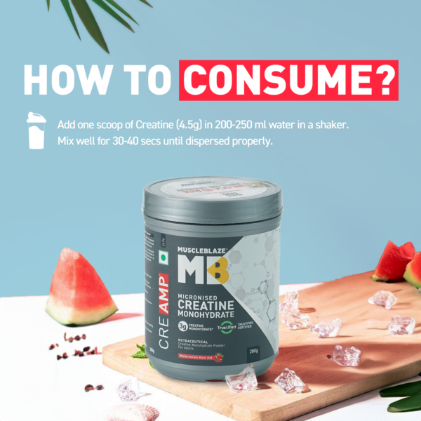 Muscleblaze Creatine Monohydrate CreAMP, 250 g Watermelon Kool Aid - Image 4