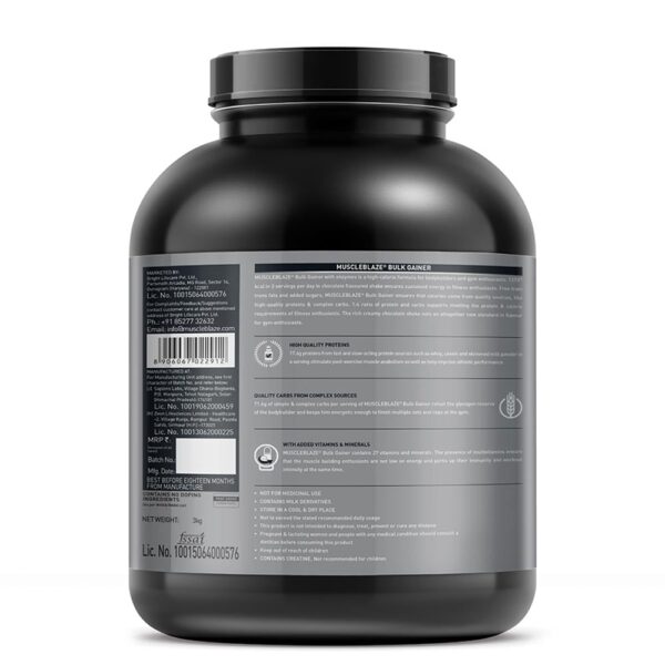 MuscleBlaze Bulk Gainer Mass Gainer with Creatine, 3 kg, Chocolate - Image 7