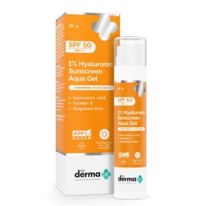 The Derma Co 1% Hyaluronic Sunscreen Aqua Gel SPF 50 PA++++ 50G